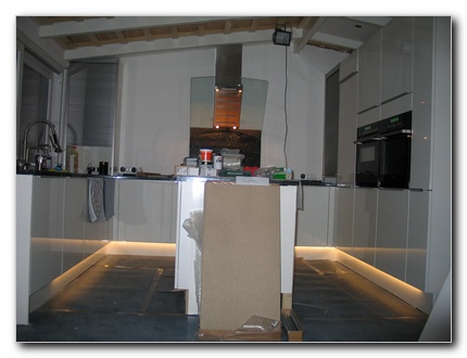 Kitchen with LED light under cabinets