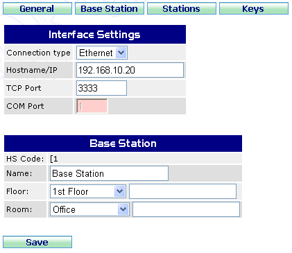 Interface and Base Station Settings