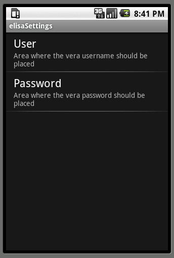 configuration screen